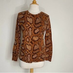 Target x Altuzarra Women Bronze Snakeskin Print Soft Crew Long Sleeve Top Size M